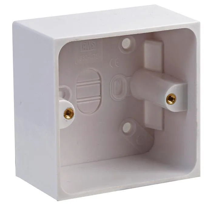 Pro Elec White Surface Mount Pattress Box, 1-Gang, 45mm