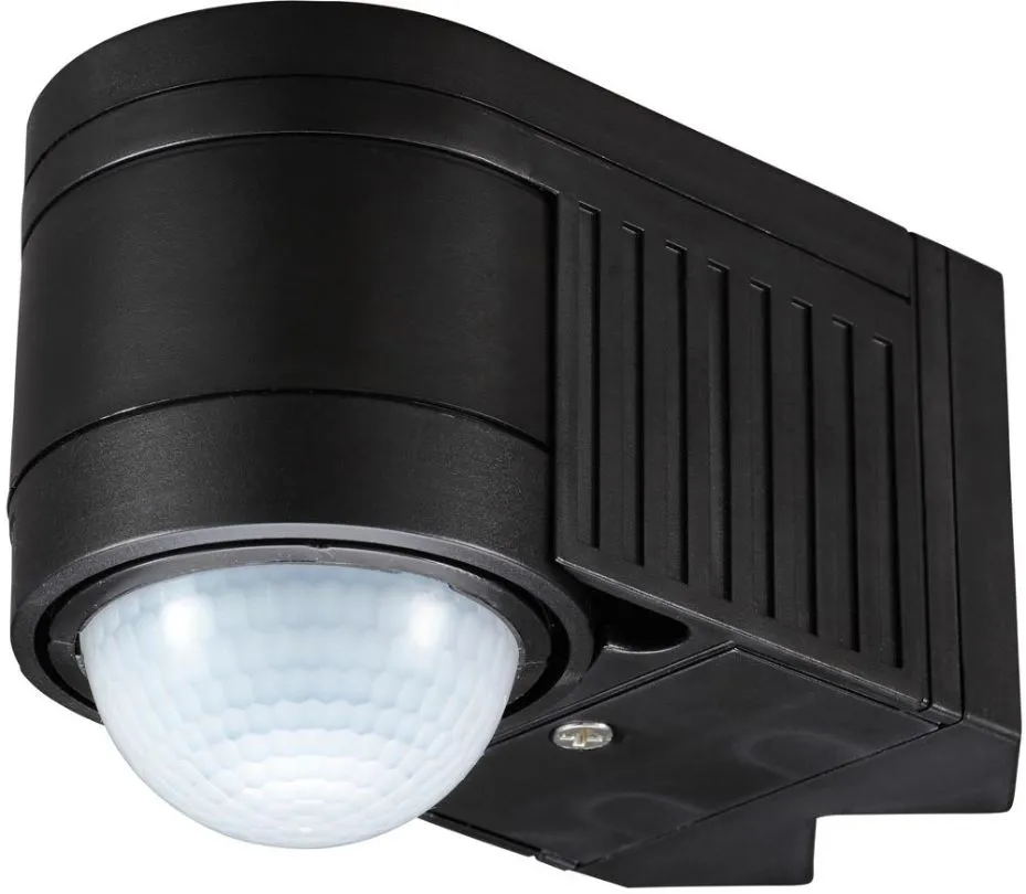 Zinc 360° Corner PIR Motion Sensor, Black, IP44, 12m Range