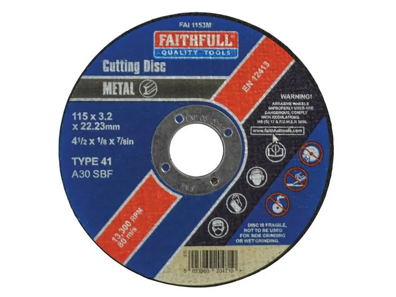 Faithfull Metal Cut-Off Disc 115x3.2x22.23mm