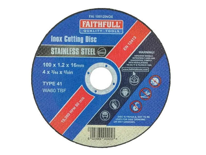 Faithfull Inox Cutting Disc 100 x 1.2 x 16mm, Aluminium Oxide