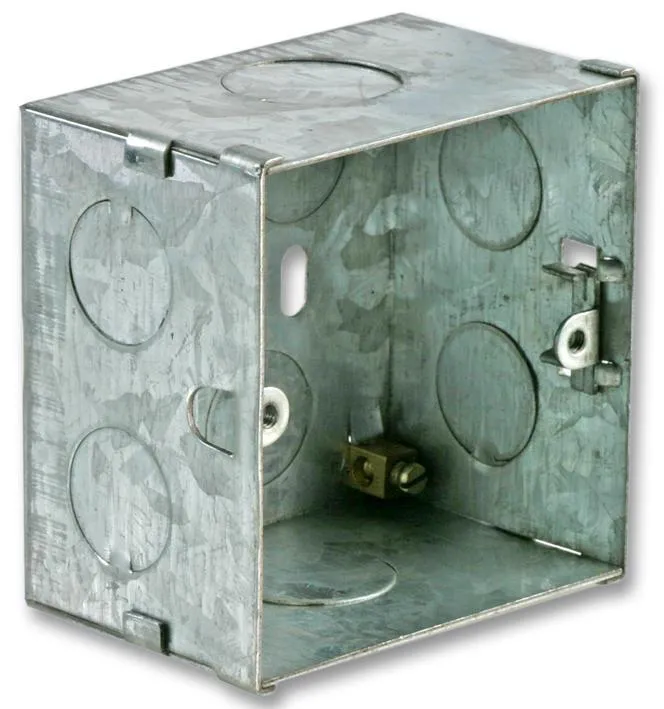 PRO ELEC 1 Gang Galvanised Steel Back Box, 47mm Depth