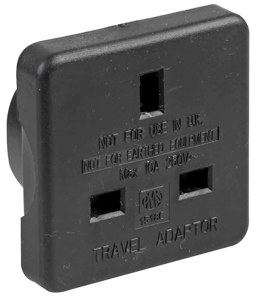 PRO ELEC UK to US Travel Adaptor, Black, 250V/10A