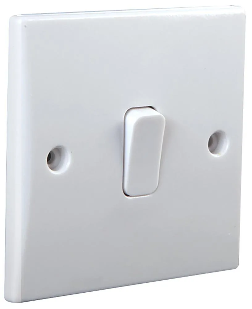 PRO ELEC 1 Gang 1 Way Rounded Edge Wall Switch, 10AX, 250V
