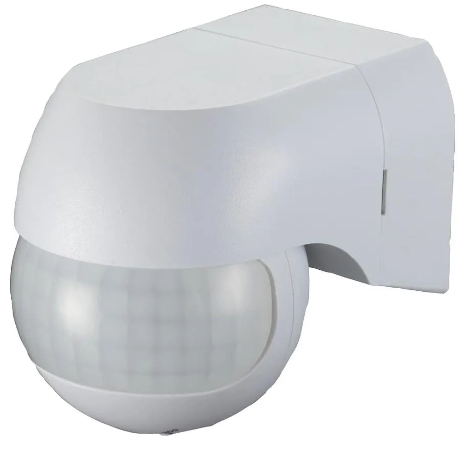 PRO ELEC Wall-Mounted PIR Sensor, IP44, White, 12m Range