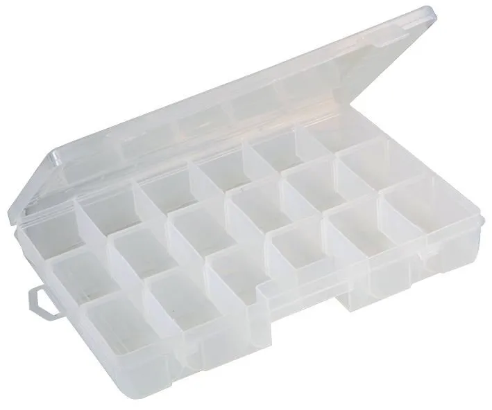 Duratool Transparent Storage Box, 6-18 Compartments, Removable Sections