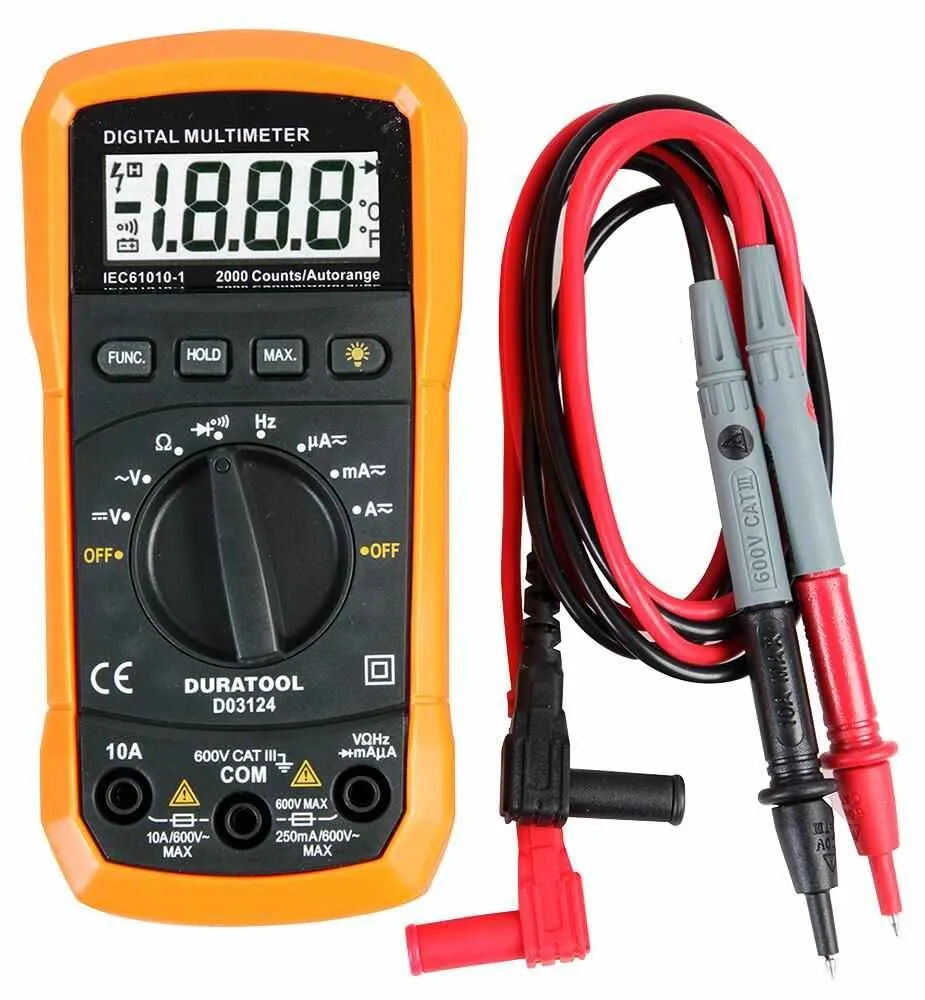 Duratool 600V Auto-Ranging Digital Multimeter with LCD Display