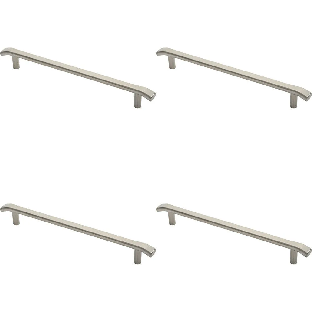 4x Flat Bar Pull Handle with Chamfered Edges 400mm Fixing Centres Satin Steel