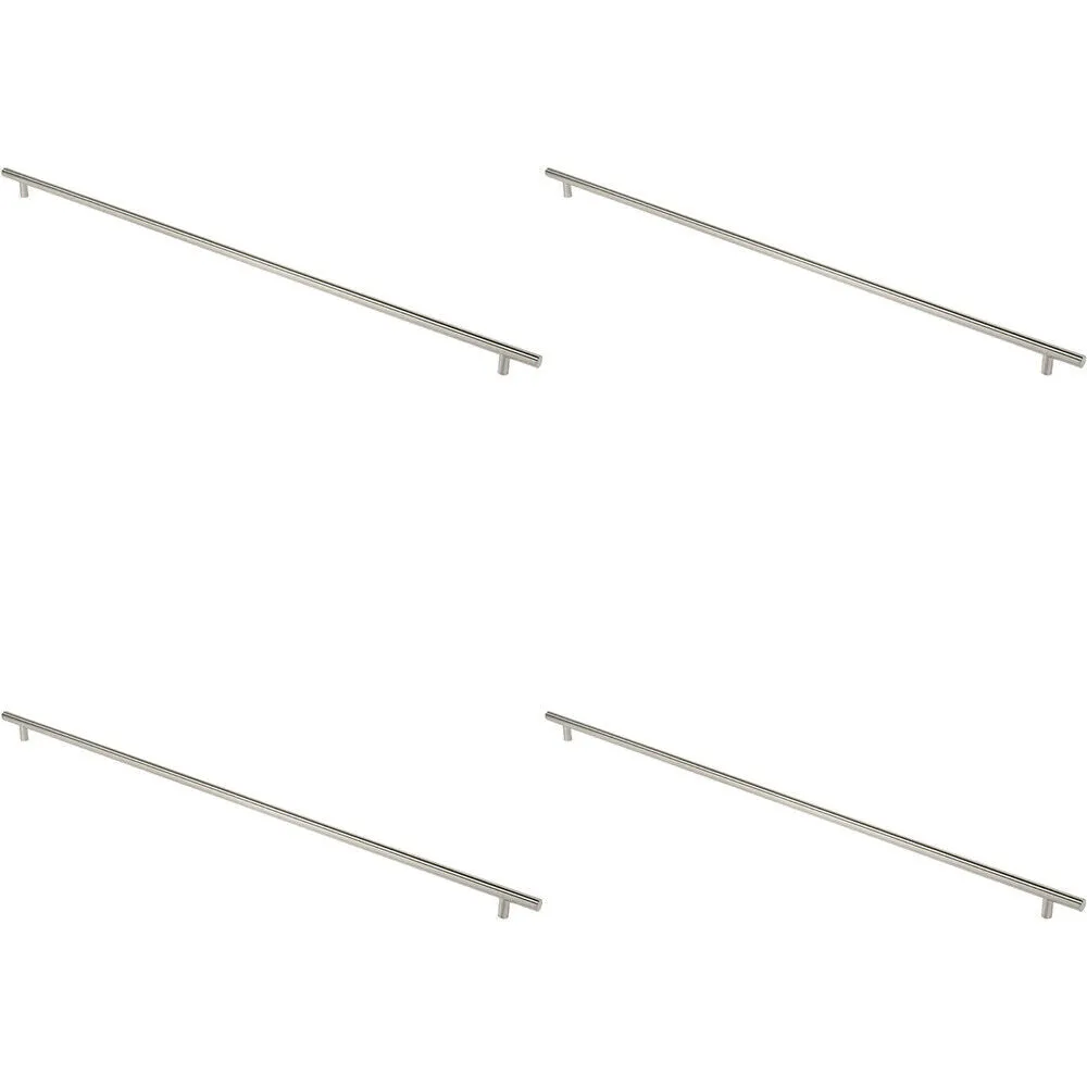 4x Straight T Bar Pull Handle 1800 x 30mm 1630mm Fixing Centres Satin Steel