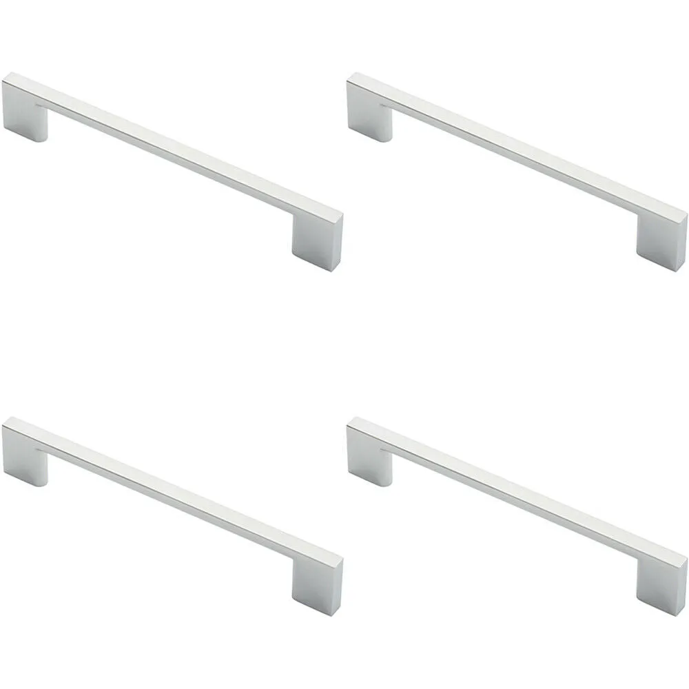 4x Slim D Shape Pull Handle 152 x 7.5mm 128mm Fixing Centres Polished Chrome