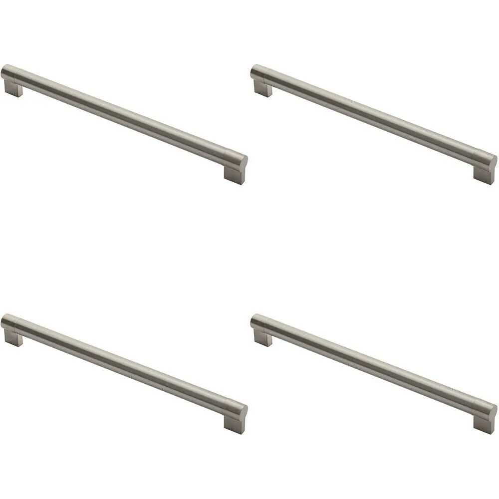 4x Keyhole Bar Pull Handle 376 x 22mm 352mm Fixing Centres Satin Nickel & Steel