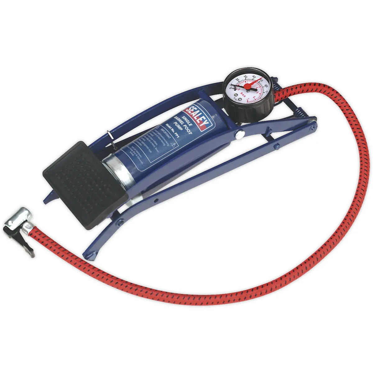 0-100psi Single Barrel Air Foot Pump - Car Tyres Inflatables Football Bicycle