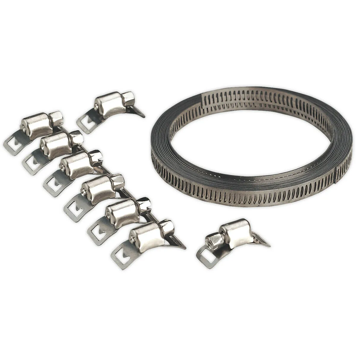 Self Build Hose Clip Set - Cut to Size - 8mm Band Width - 8 Worm Drive Clips