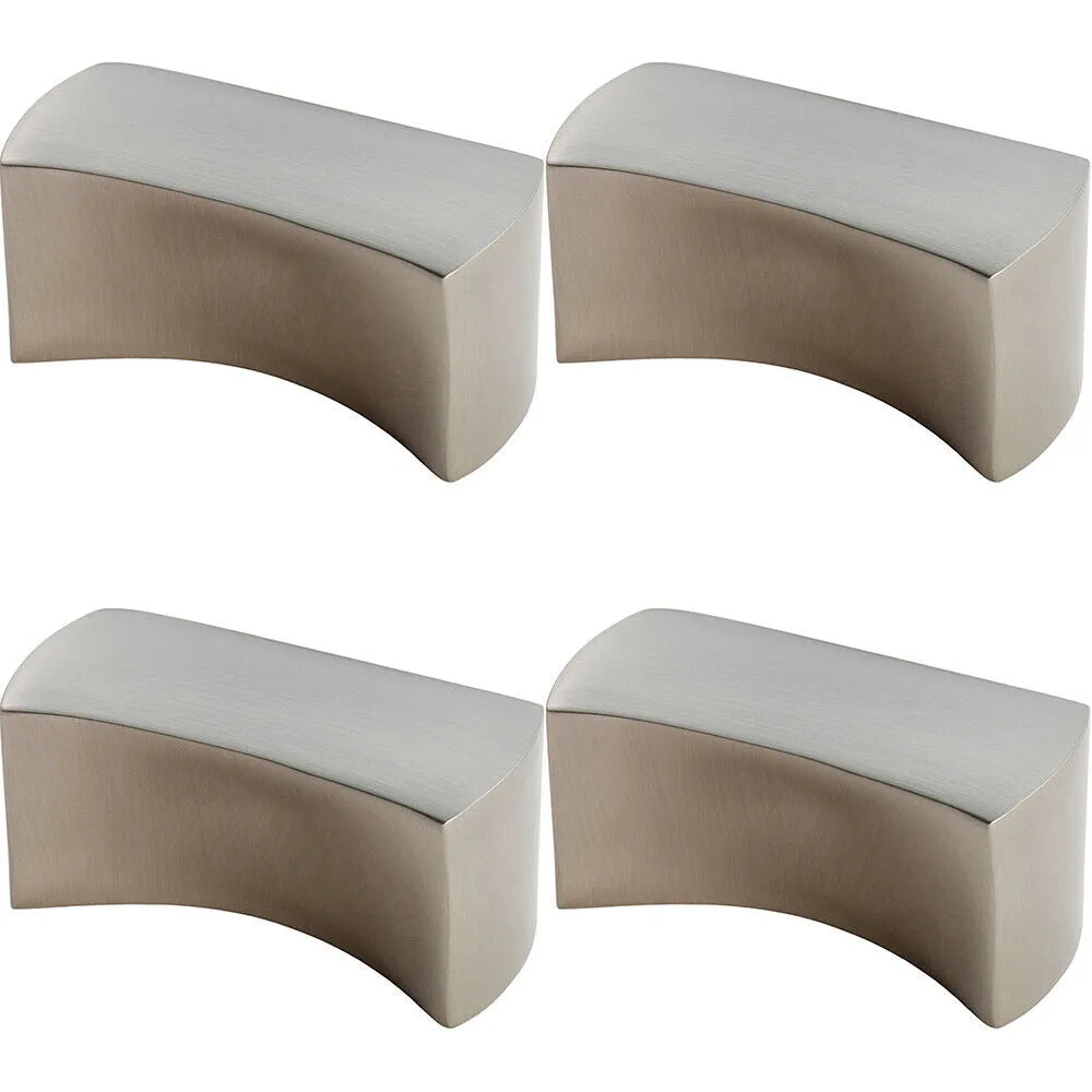 4x Short Smooth Edged Cabinet Infinity Handle 32mm Fixing Centres Satin Nickel