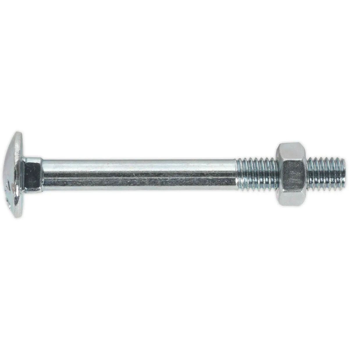 50 PACK Zinc Plated Coach Bolt and Nut - M8 x 75mm - 1.5mm Pitch - DIN 603