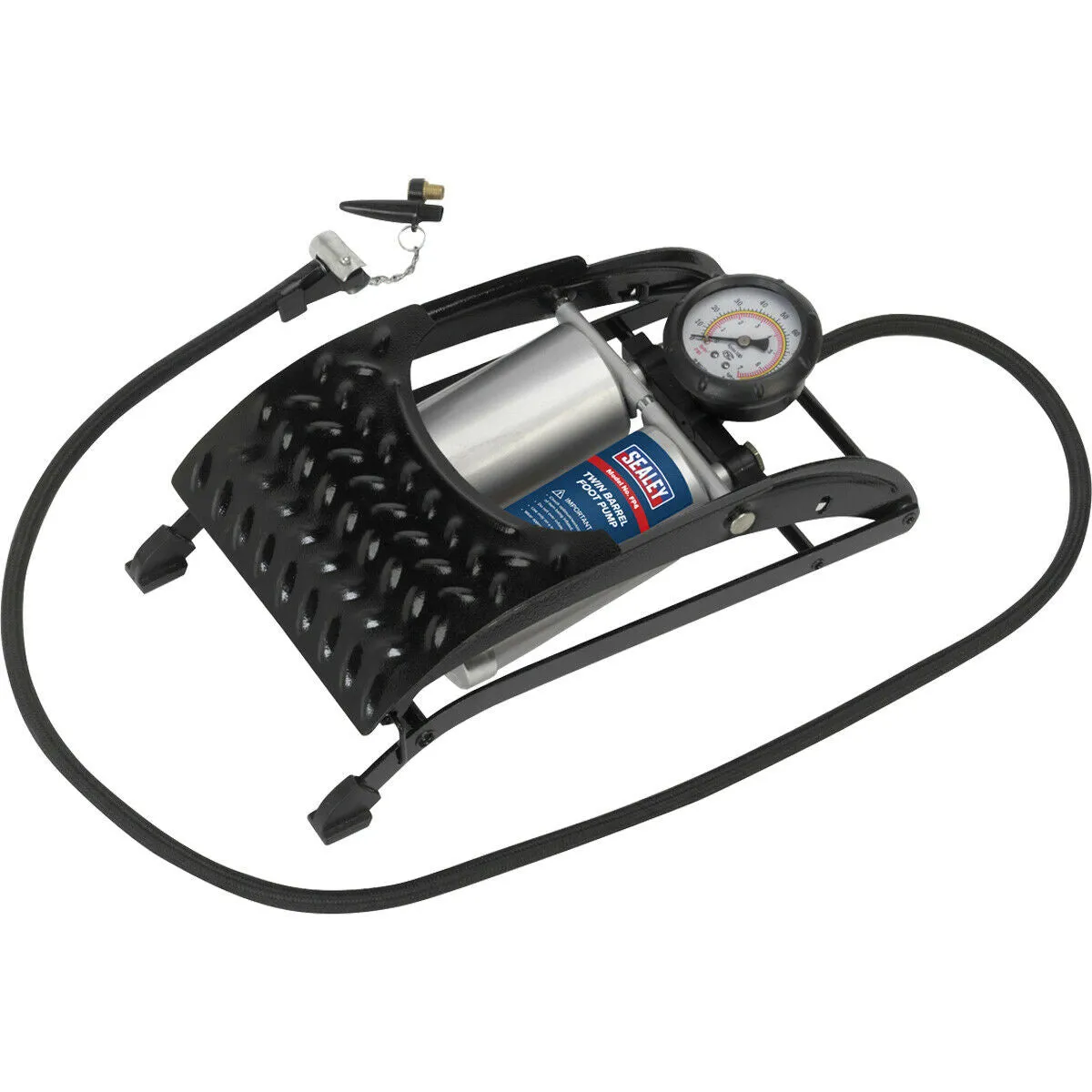 0-100psi Large Pedal Double Barrel Air Foot Pump - Car Tyres Inflatables Bicycle