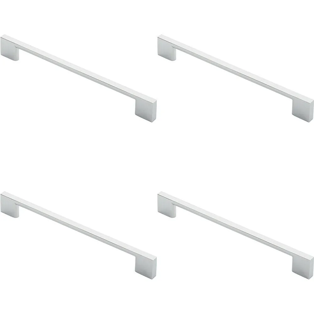 4x Slim D Shape Pull Handle 220 x 8.5mm 192mm Fixing Centres Polished Chrome