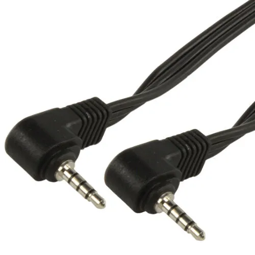 0.3m 3.5mm 4 Pole Jack Plug to Male Lead Cable Right Angled AV Camera iPhone AUX