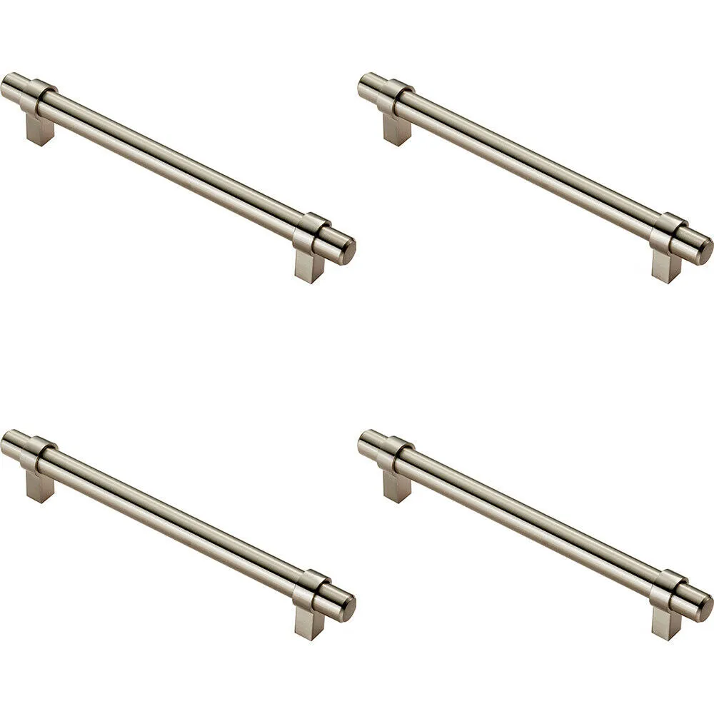 4x Round T Bar Cabinet Pull Handle 200 x 14mm 160mm Fixing Centres Satin Nickel