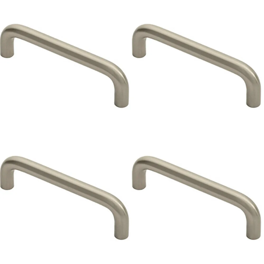 4x Round D Bar Cabinet Pull Handle 106 x 10mm 96mm Fixing Centres Satin Nickel