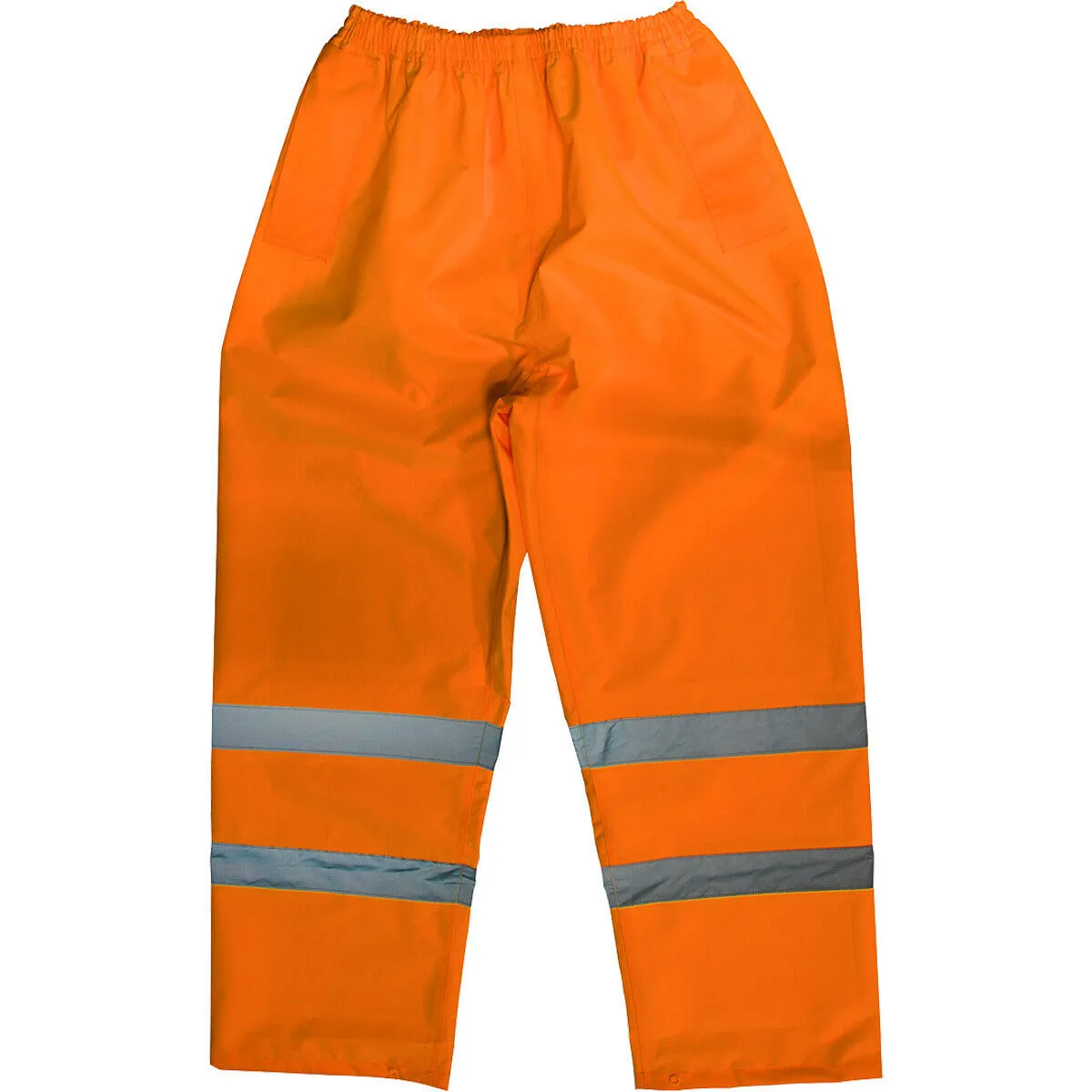 XXL Orange Hi-Vis Waterproof Trousers - Elasticated Waist Adjustable Ankles