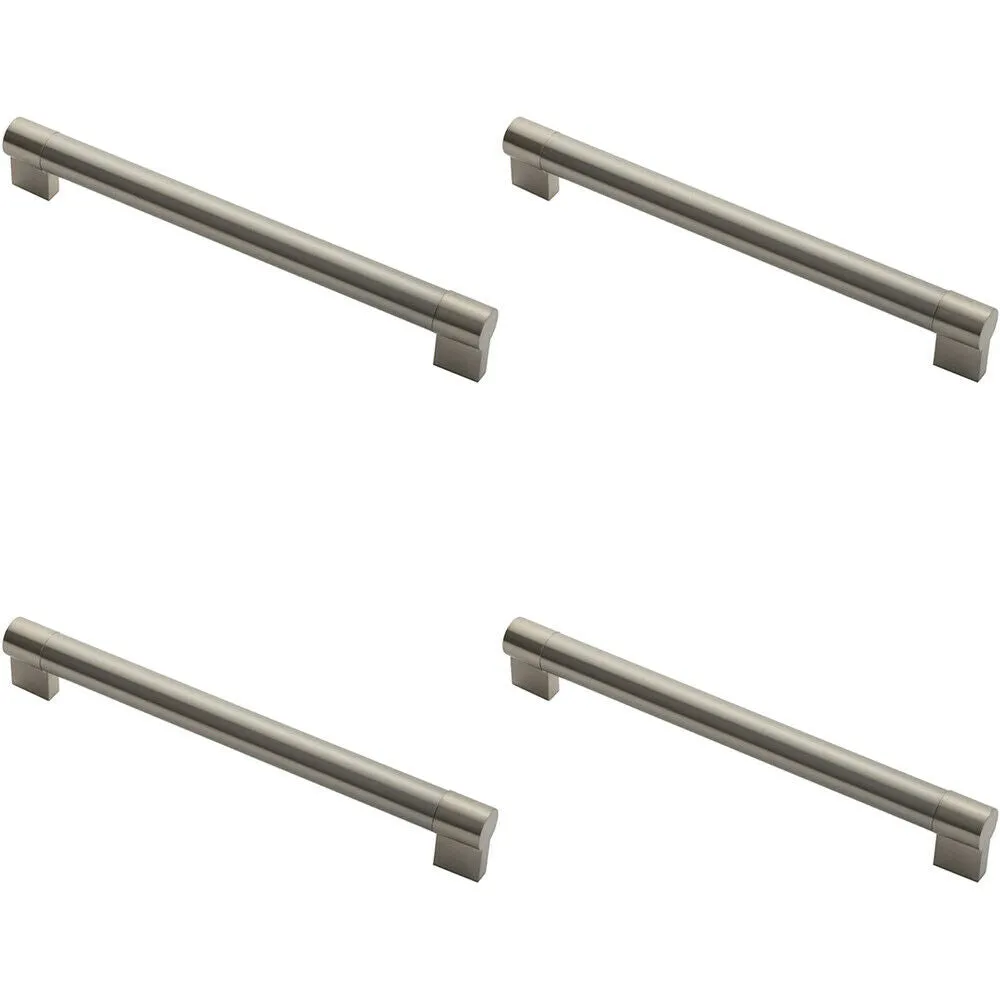 4x Keyhole Bar Pull Handle 280 x 22mm 256mm Fixing Centres Satin Nickel & Steel