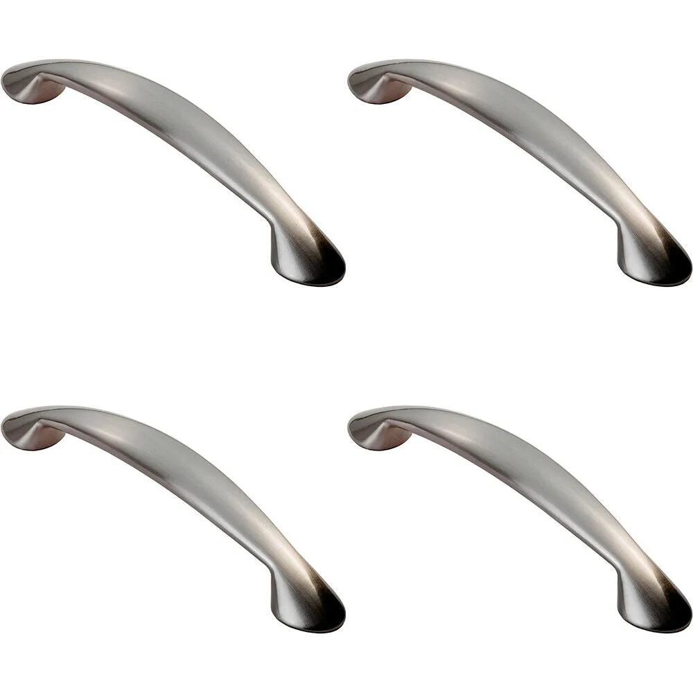 4x Flared Cabinet Pull Handle 165.5 x 23mm 128mm Fixing Centres Satin Nickel
