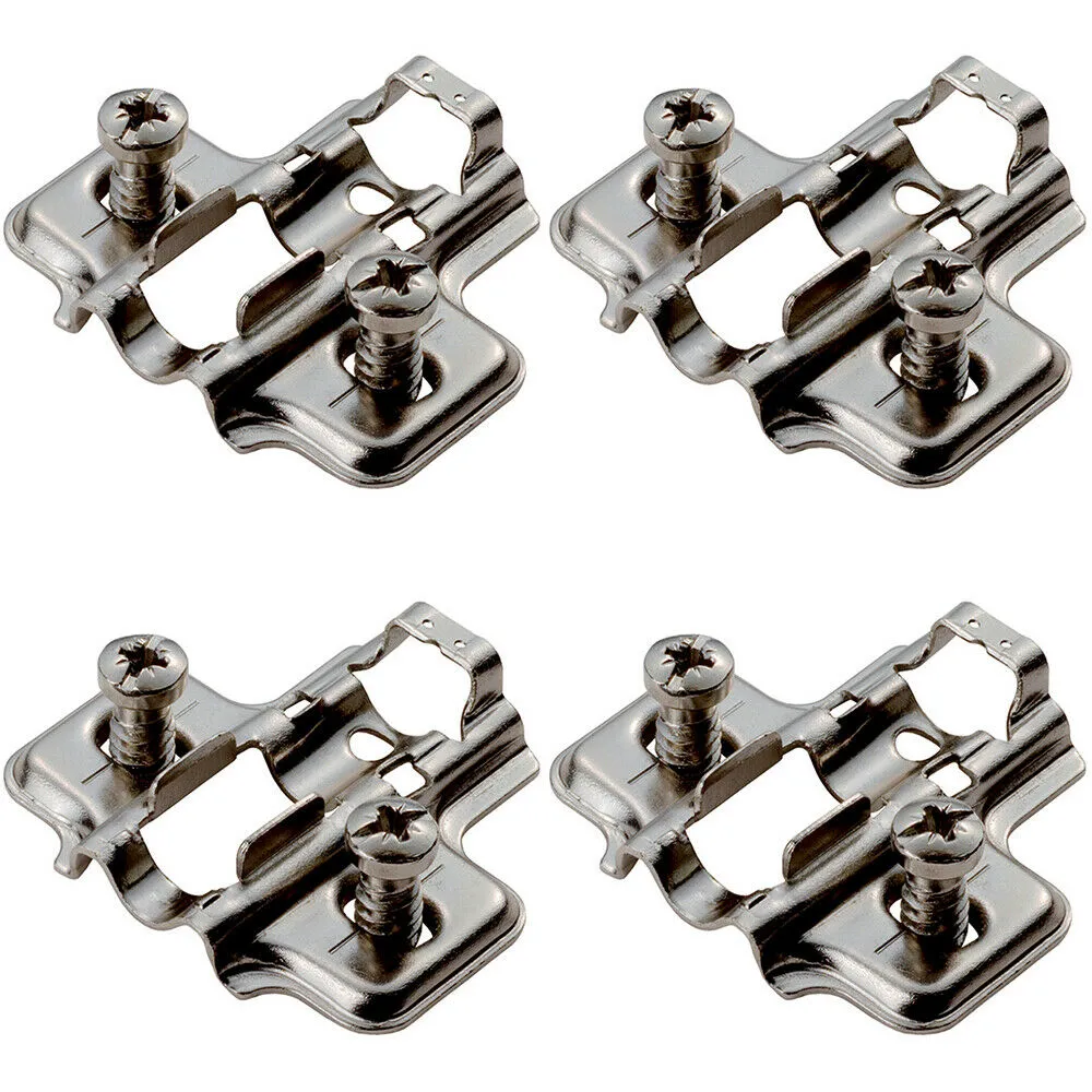 4x 2mm Mounting Plate for Soft Close Hinges with Euro Screw Bright Zinc Plated