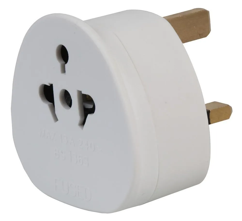 PRO ELEC Worldwide to UK Travel Adaptor, White, 13A Fuse
