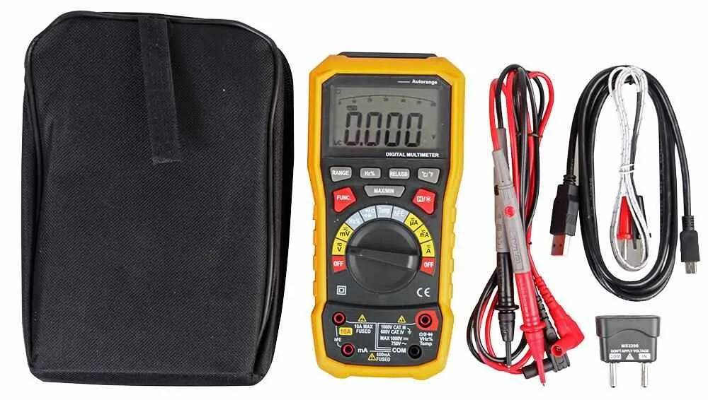 Duratool 750V/1000V AC/DC True RMS Digital Multimeter with USB