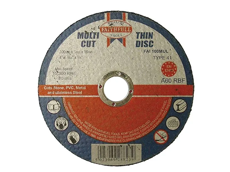 Faithfull Multi-Purpose Cutting Discs 100x1.0x16mm (Pack of 10)
