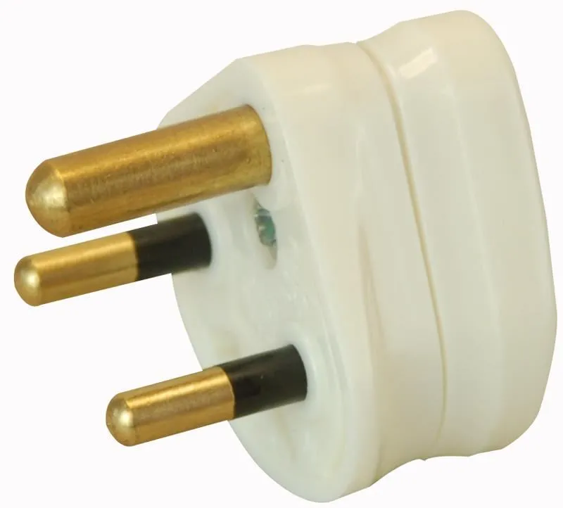 PRO ELEC Unfused 3-Pin Round Mains Plug 2A White